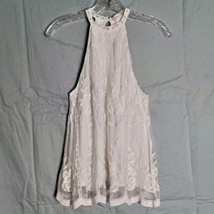 Altar'd State ivory lace embroidered sleeveless embroidered halter top